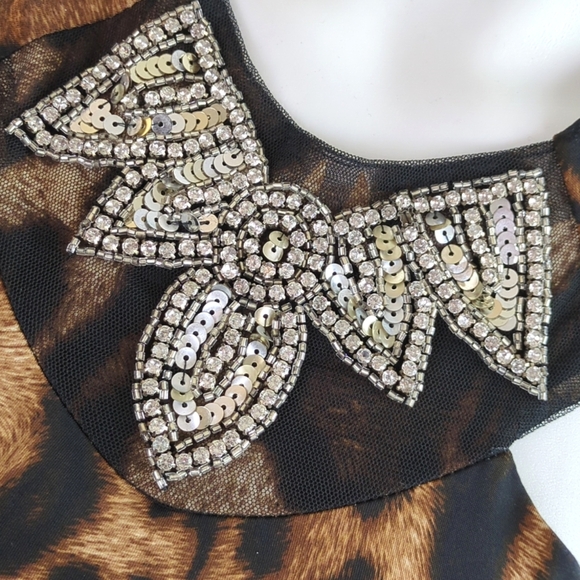 Vintage Y2K Clubwear, Sabora Embellished Leopard Print Mini-Dress - Picture 3 of 8